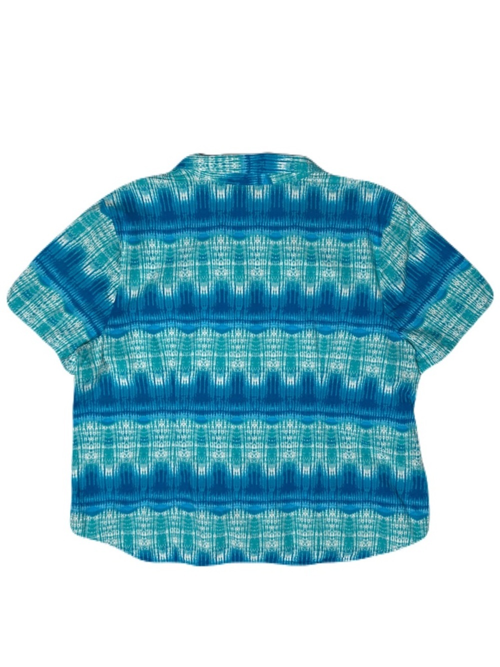 Erika Button Up Short Sleeve Blue Shirt Beach Boho Coastal Artsy Size XL - Picture 2 of 9